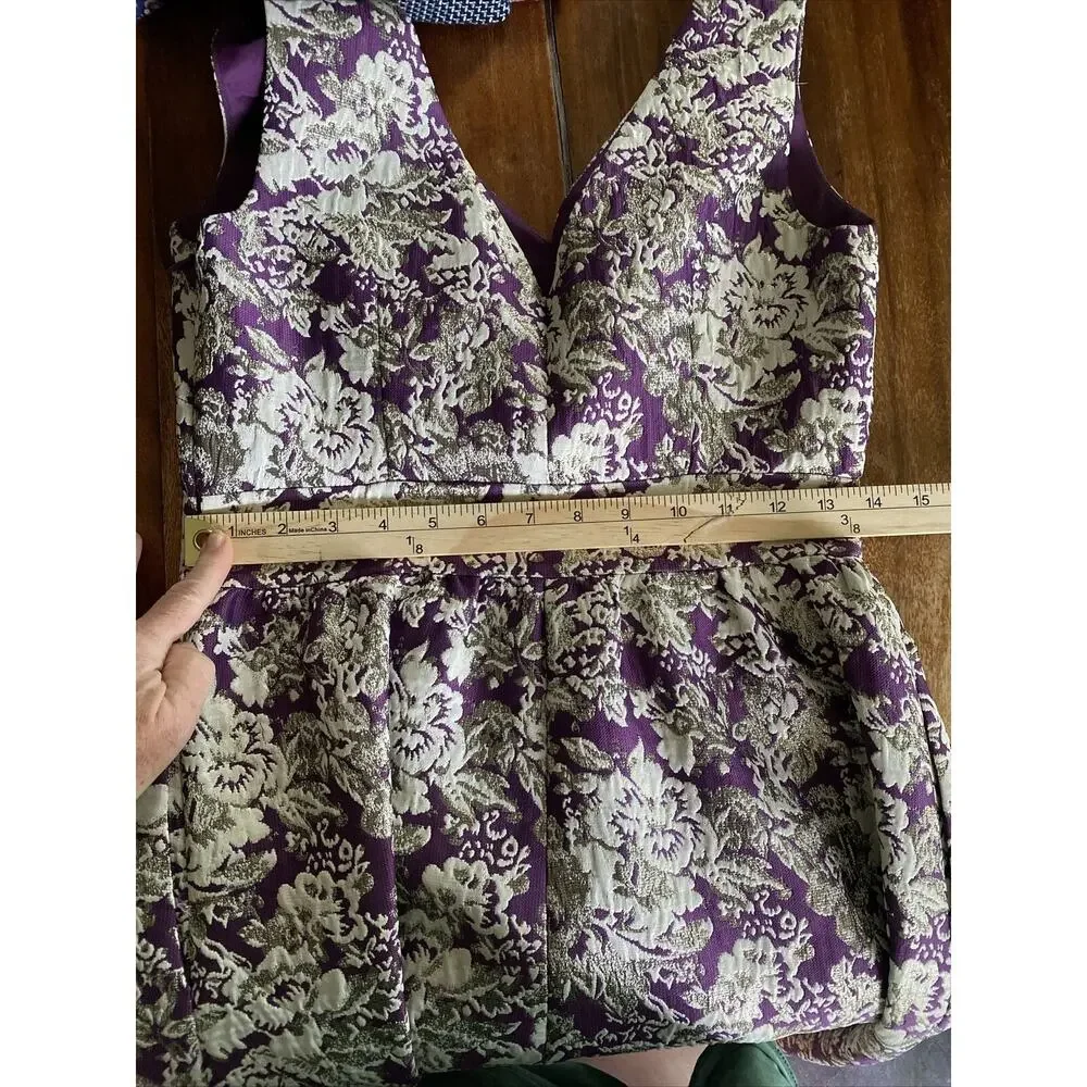 Laundry by Shelli Segal Dress Purple Silver Tapestry Sparkle Size 4 - Picture 9 of 15